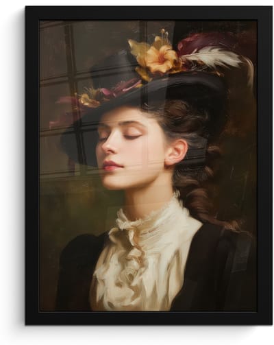 Poster in lijst - Fotolijst 30x40 cm - Posters - Vrouw - Victoriaans - Portret - Posterlijst zwart - Decoratie - Wanddecoratie woonkamer - Muurdecoratie slaapkamer