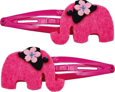 Haarsoires Haarspeld Klikklak 4cm - Olifant - Vilt - Fuchsia Roze - Set van 2 - Haarclip Speldjes - Makkelijk in Gebruik - Haaraccessoires voor Volwassenen & Kinderen - Hair Clip - Decoratieve Haaraccessoire
