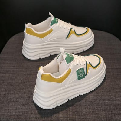 Trendy Witte Schoenen Dames Lente Nieuw Alles-match Student Skateschoenen Dames Dikke zool Kleine maat Hoogteverhogende schoenen 39 white