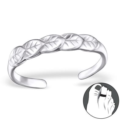 Zilveren teenring blaadjes | Silver Leaves Toe Ring Adjustable | Sterling 925 Silver (Echt zilver)