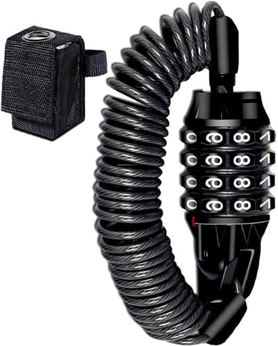 Stalen Kabel Fietsslot - Cijferslot Fiets - Fiets Beveiligen - Resetbaar 4-cijferig - 1.8 Meter Lengte - Zwart