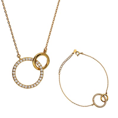 Goudkleurig Ketting Dames - Armband Verguld - Echte Zilver Dames Armband - Goudkleurige Ketting armband - Verguld Echte Zilver 925 - Amona Jewelry