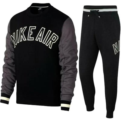 Nike Air Fleece trainingspak met volledige ronde hals, zwart