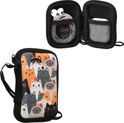 kwmobile hoesje voor draadloze oordopjes - Compatibel met in-ear Headphones - 6 x 9 cm - In Katten design