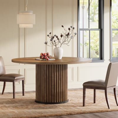 Tribesigns Ronde Eettafel voor 4 personen - Eettafel met Metalen Onderstel - 120cm Ronde Keukentafel - Industrieel - Natuurlijk Bruin - 120 x 120 x 76.5 cm