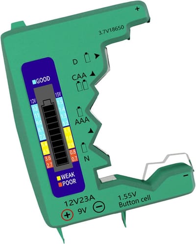 Accutester LCD - Batterij Checker - Batterijen Testen - Universeel Meetbaar - 95 x 75 mm - Zwart