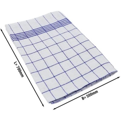 GGM Gastro (200 Stück) Geschirrtuch - 180g/m² - 50x70cm - Blaukariert Wit / Blauw