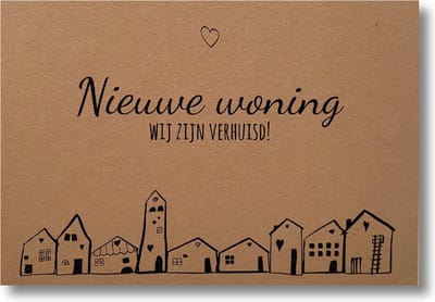 Nieuwe woning | Verhuiskaarten - A6 - kraft - kaartenset - 12 stuks