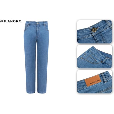 Milanoro - Stijlvolle jeansbroek voor heren - Lichtblauw - W32 - L30