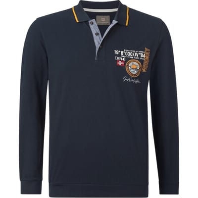 Jan Vanderstorm herren Poloshirt Met Lange Mouwen - 52/54 - donkerblauw - Plus Size