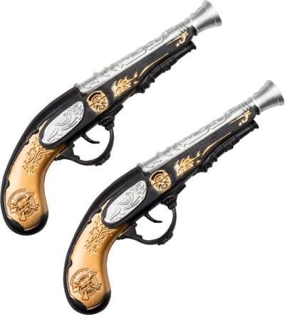Boland Verkleed Boland Verkleed pistool - 2x - 28 cm - piraten accessoires - ouderwets wapen - verkleedaccessoires