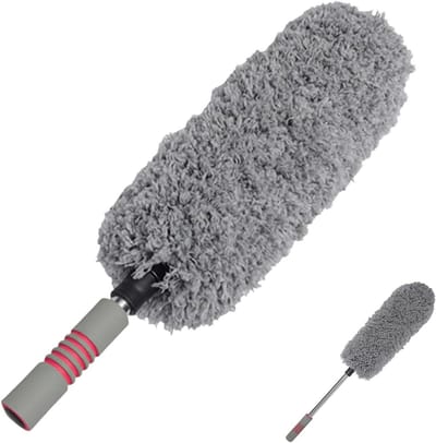 Autostofborstel - Reinigingsborstel - Auto poetsen - Uittrekbaar handvat - 78 cm - Grijs