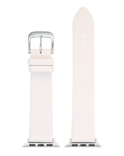 EULIT horlogeband geschikt voor Apple Watch 38/40/41 maat - Serie 1/2/3/4/5/6/7/8/9/10 + SE - nappa smart - 20 mm - creme wit - metalen verguld gesp - incl. adapter