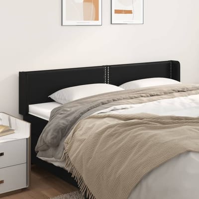 vidaXL - Hoofdbord - met - randen - 183x16x78/88 - cm - kunstleer - zwart