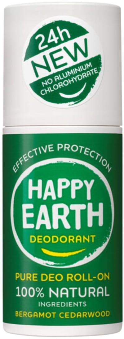 Happy Earth Deodorant Roller Bergamot Cedarwood - 100% Natuurlijke Ingrediënten - 24 uur Bescherming - Aluminiumvrij - Alcoholvrij - Microplasticvrij - Vegan - 75mL