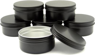 Potten met schroefdop deksels, lege navulbare make-up lippenbalsem containers ronde reispotten cosmetica potten, zwarte metalen blikjes voor slijm zalf crème