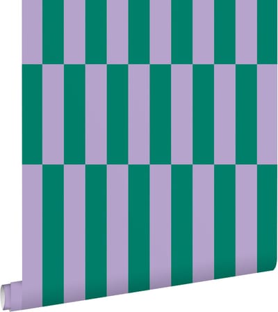 ESTAhome behang strepen paars en groen - 50 x 900 cm - 131426