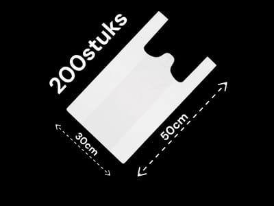 Hemdtasjes / Winkelzakken / Draagtassen / 200 stuks / 28x12x48cm / Wit / Sterk kwaliteit / HDPE.
