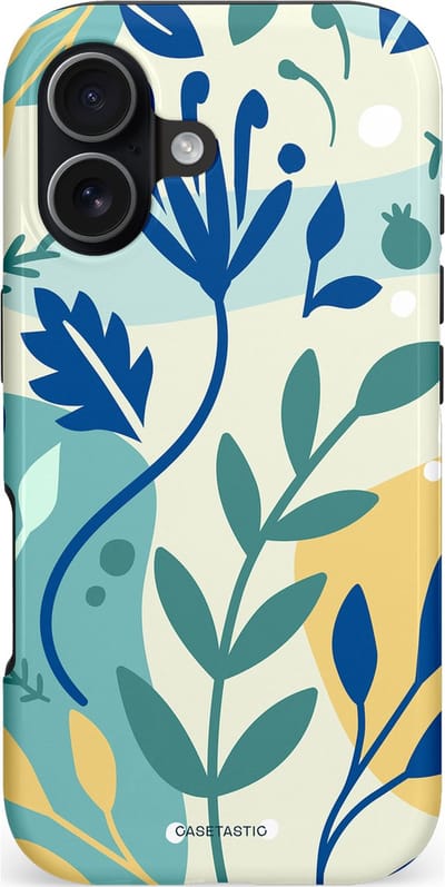Casetastic hoesje geschikt voor Apple iPhone 17 - MagSafe - Dubbellaagse bescherming - Muse in lente - Fashion Case - Lichtblauw Crème Lichtgrijs Saliegroen