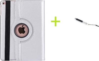 Geschikt Voor: iPad 10.2 / Air 10.5 / Pro 10.5 Multi Stand Case - 360 Draaibaar Tablet hoesje - Tablethoes Zilver + Stylus