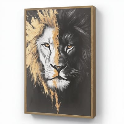 Wandlamp 70x100 cm - Oplaadbaar - Leeuw - Gesplitst - Zwart - Lijn - Wandlampen binnen woonkamer - Slaapkamer lamp - Decoratieve nachtlamp - Vloerlamp draadloos