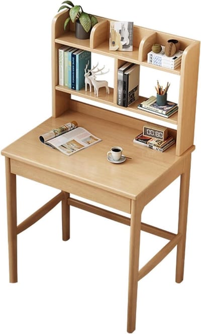 Bureau met Lades - Schrijftafel Werkstation - Thuiskantoor Inrichten - Massief Rubberhout - Rechthoek - Natuurlijk