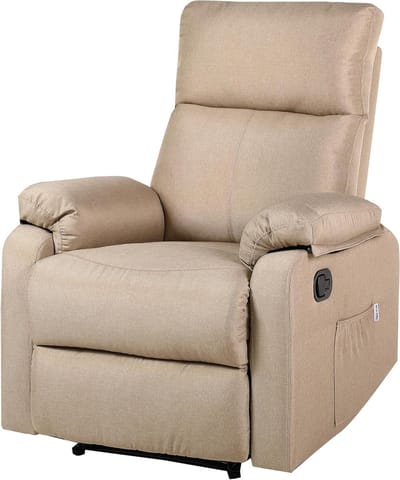Relaxstoel Handmatig Stof - Fauteuil Lounge Stoel - Ontspannen Thuis - Nul Wandsysteem - 65x110x77 cm - Beige