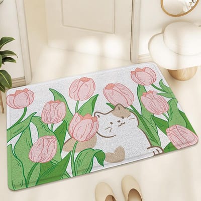 Cartoon Schattig Huishouden Anti-frictie Entree Deur Vloermatten Entree Deur Vloermatten Schrapend Stof Stof Draadlus Tapijt 45*75cm white