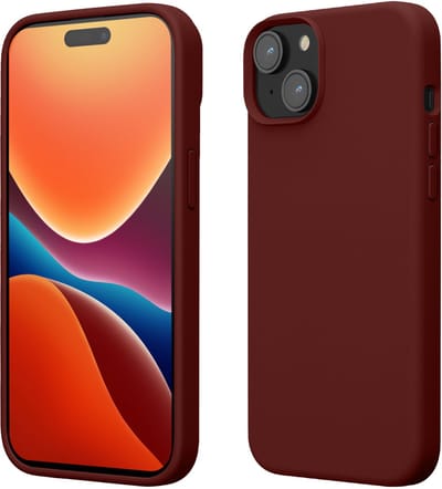 kwmobile Case voor iPhone 15 - Slank TPU-Hoesje met Zachte Afwerking - In wijnrood
