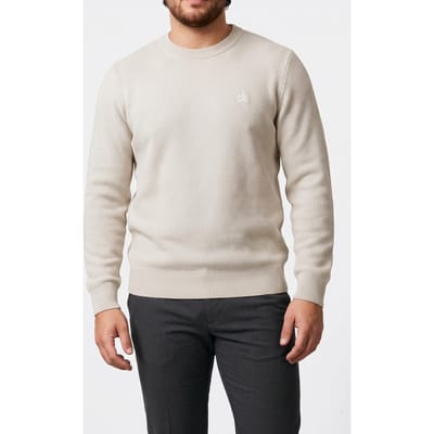 Calvin Klein Ls Textured Cotton Sweater Snow Heather Taglia: S | Maglioni a maglia Outlet | Uomo | Bianco