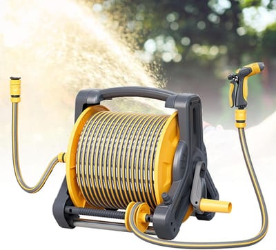 Tuinslang Automatisch oprolbaar - Slanghaspel Tuin - Tuin Water Geven - Geen Installatie Nodig - 10 meter - Grijs