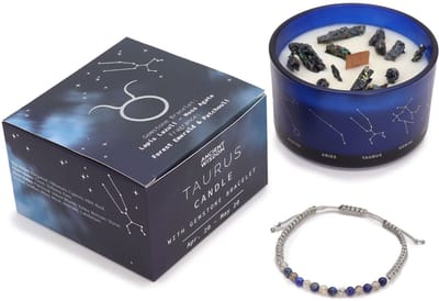 Zodiac kristallen kaars met edelsteen armband - stier - sterrenbeeld kaars - taurus