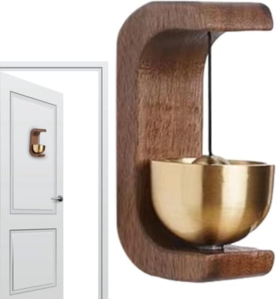 Deurbel Hout - Winkelbel Deur - Entree Aankondiging - Magnetische Bevestiging - 18.5 cm Lengte - Bruin
