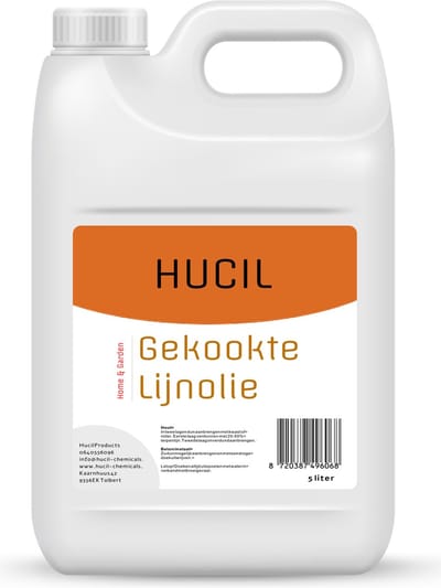 Gekookte lijnolie - 5 liter - Boiled linseedoil - lijnzaadolie - voor hout - douglas teak olie - bamboe olie protector onderhoud - houtolie voor buiten en binnen - meubelolie