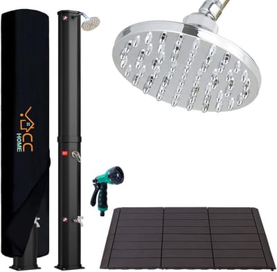 CCLIFE solar douche - zonnedouche met plastic basis en handdouche 40L zonne-tuin douche zwembad douche regendouche buitendouche tuin douche warm water