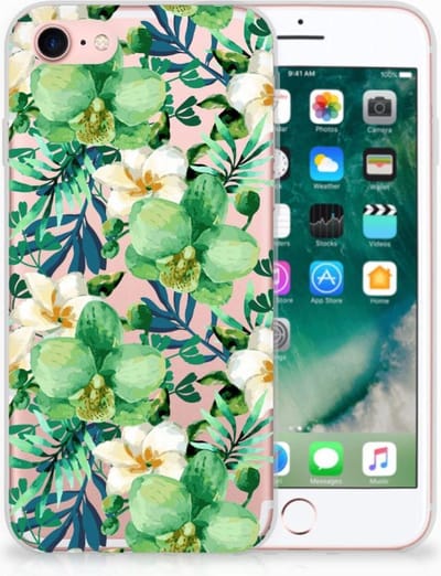 Back Cover voor iPhone SE 2022 | SE 2020 | 8 | 7 TPU Case Orchidee Groen