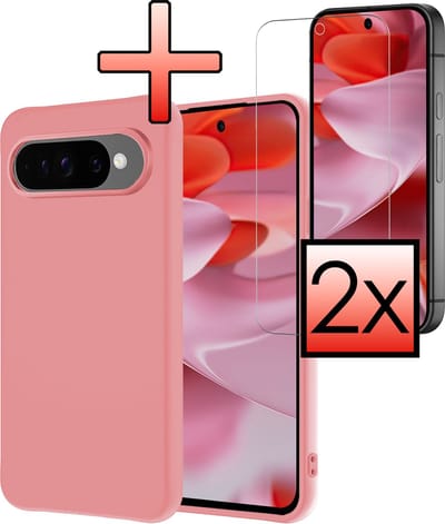 Hoesje - Met 2x Screenprotector - Geschikt voor Google Pixel 10 Pro - Sterk & Shockproof - Back Cover - Siliconen Case - Telefoon Hoes - Lichtroze