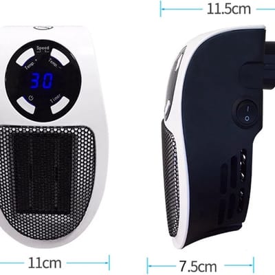 PiProducts Stopcontact Verwarming - Keramische kachel Energiezuinig - Elektrische kachel - Mini Kachel Elektrisch - Werkplaatskachel - 500W - Wit