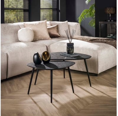 Salontafel Trinity set van 2 driehoekig metallic - Grijs