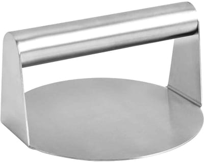 QTTVBTNA -RVS Burgerpers Ø14 cm – Stevige Grillpers voor Hamburgers, Spek, Steak, Panini’s & Sandwiches – Vleesstampper & Grillgewicht voor BBQ en Kookplaat (Rond)