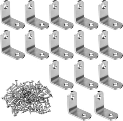 Set van 10 RVS Hoekbeugels 30 x 30 x 18,5 mm met 20 Schroeven voor Stevige Bevestiging en Ondersteuning