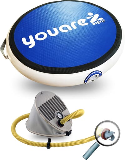 AirSpot - AirTrack Pro 70cm dia 10cm hoog | Turnmat gymnastiek - Carbon air spot rond | YouAre ronde spring mat met voetpomp