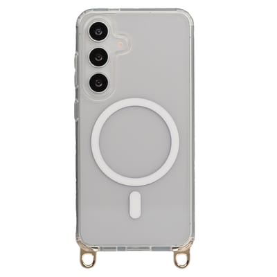 Selencia Hoesje - Geschikt voor Samsung Galaxy S24 / S25 - Rivièra Transparante Backcover met Magnetische Ring en afneembare haakjes - Transparant