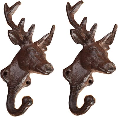 Gietijzeren Gewei Enkele Haak Muur Haak - Stijlvolle Kapstokhaken 2 Stuks voor Slaapkamer Tuin - Woondecoratie Jas Hoed Handdoek Tas Sleutel Gewei Rack hook coat rack wall mounted