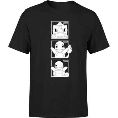 Pokemon Generation 1 Monochrome Starters Men's T-Shirt - Black - S