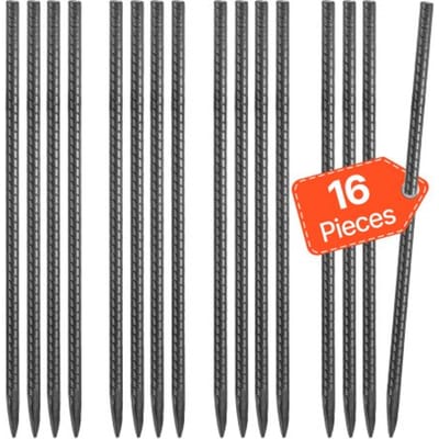 VEVOR grondankers, 406,4 mm, I-type met 11,5 mm diameter, gegalvaniseerde tentharingen, grondankers, grondpennen, haringen, voor tenten, luifels, kamperen, trampolines, bloemenstandaards (16 stuks)
