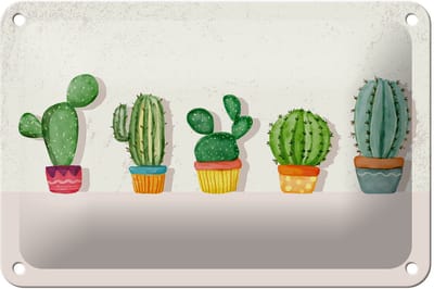 Blechschild Spruch 5 Kakteen Blumentopf Kaktus 18x12cm Dekoration