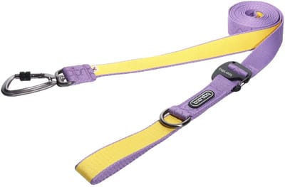 Boondog Hondenriem 2.5m - Verstelbaar - Multifunctioneel - Extra Sterke Nylon Riem - Flexibele Grip - Karabijnhaak - Purple/Lemon - Maat S