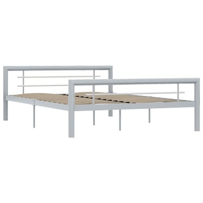 vidaXL - Bedframe - metaal - grijs - en - wit - 120x200 - cm