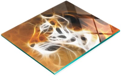 Multifunctionele decoratieve glazen snijplank voor de keuken met tijgerkopmotief, 60x52 cm